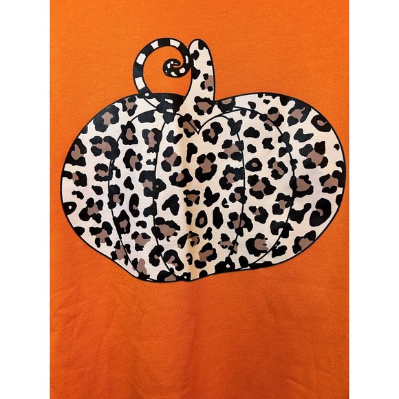 Women's Lightweight Orange Animal Print Pumpkin Sweatshirt Long Sleeve XL Fall - Picture 2 of 8